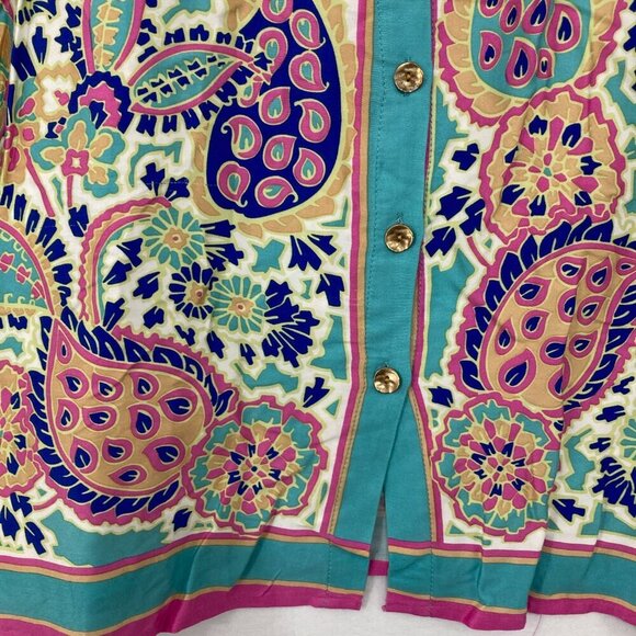 Haute Hippie size 2X Colorful Artsy Boho Print Soft Long Sleeve Button Down - Picture 4 of 12